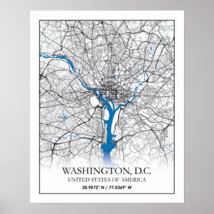 Póster Washington DC USA Travel City Map
