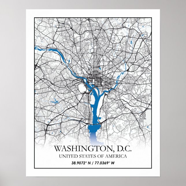 Póster Washington DC USA Travel City Map (Frente)
