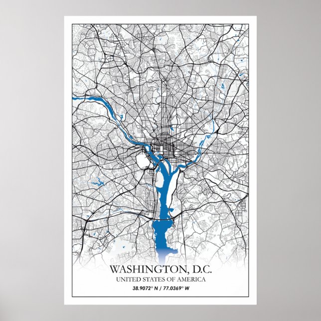 Póster Washington DC USA Travel City Map (Frente)