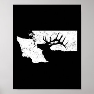 Póster Washington Elk Caza Camiseta - Bull Elk State Sh