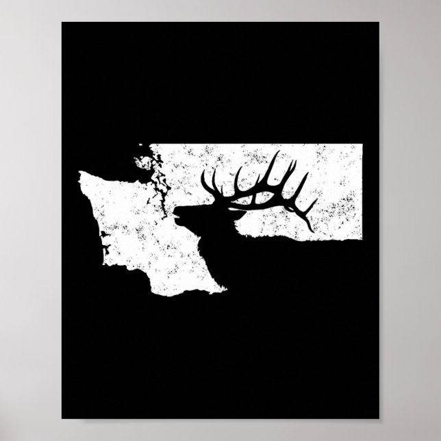 Póster Washington Elk Caza Camiseta - Bull Elk State Sh (Frente)