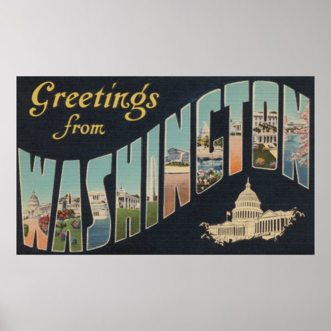 Póster Washington (Estado) - Escenas de letras grandes 3 (Frente)