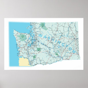 Póster Washington Interstate Map Print