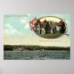 Póster Washington Irving, Tarrytown, vintage c1915 de NY