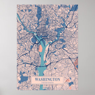 Póster Washington - Mapa de la ciudad de Breezy (Estados