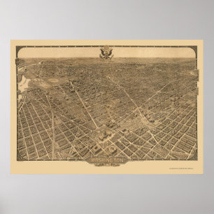 Póster Washington, mapa panorámico de DC - 1921