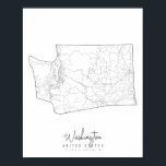 Póster Washington Minimal Street Map<br><div class="desc">Washington Minimal Street Map</div>