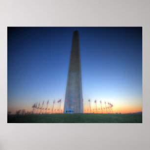 Póster Washington Monument with Orange Sunset