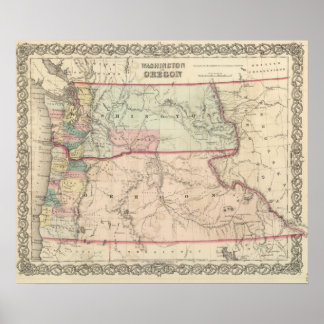Póster Washington, Oregón, Idaho y Montana