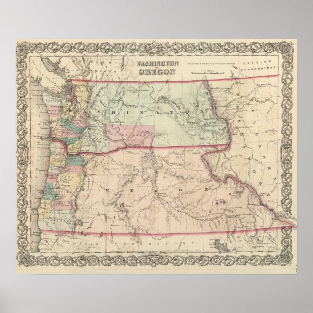 Póster Washington, Oregón, Idaho y Montana (Frente)