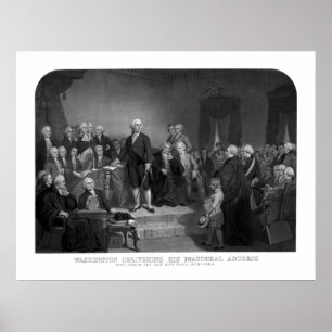 Póster Washington que entrega su discurso inaugural