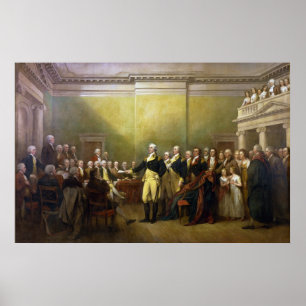 Póster Washington renuncia a su Comisión John Trumbull