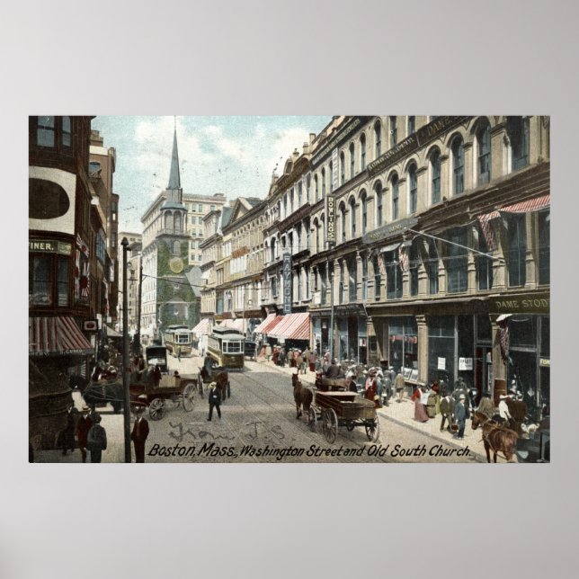 Póster Washington St Boston 1905 Vintage (Frente)
