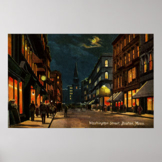 Póster Washington St Boston MAMÁES de noche