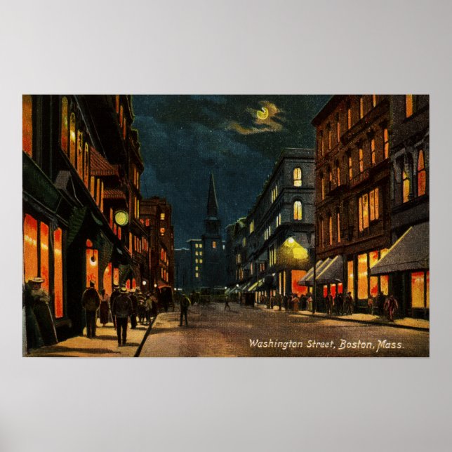 Póster Washington St Boston MAMÁES de noche (Frente)