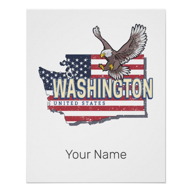 Póster Washington State United States Map USA Souvenir (Anverso)