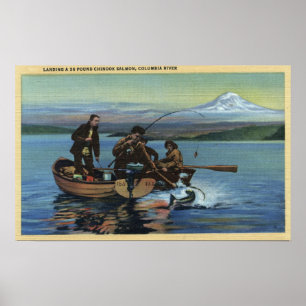 Póster Washington - Vista de los pescadores atrapando un 