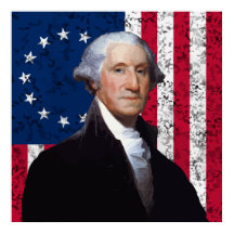 Washington y la bandera estadounidense