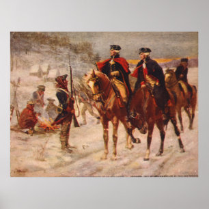 Póster Washington y Lafayette en Valley Forge