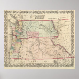 Póster Washington y Oregon e Idaho y Montana