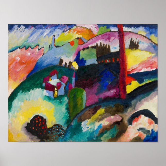 Póster Wassily Kandinsky: Landscape with Factory Chimney (Frente)