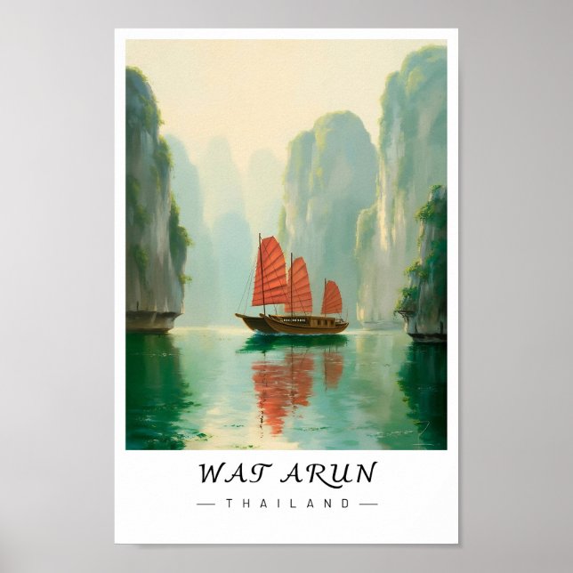 Póster Wat Arun Bangkok Thailand  Wall Art, Temple (Frente)