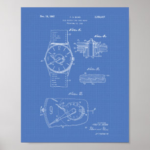 Póster Watch 1966 Patent Art - Blueprint