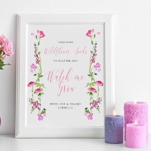 Póster Watch me Grow Wildflower Baby Shower Seed Favor