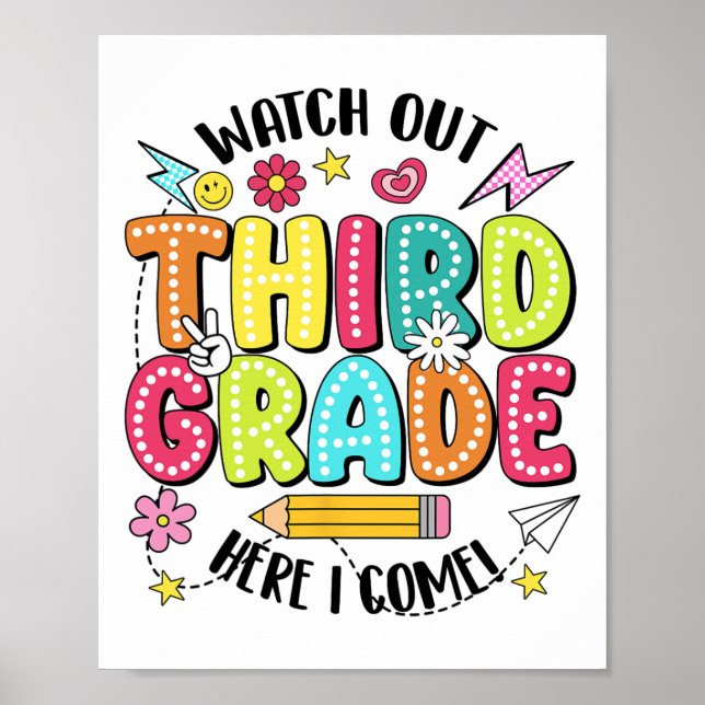 Póster Watch Out 3rd Grade Here I Come First Day Back To  (Frente)