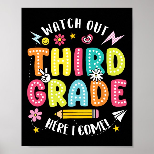 Póster Watch Out Third Grade Here I Come Hello 3rd Grade  (Frente)