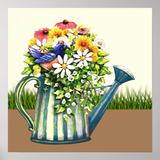 Póster Water Can con flores silvestres (Frente)