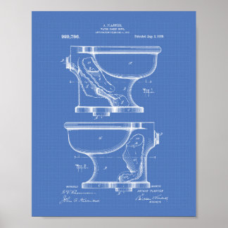 Póster Water Closet Bowl 1909 Patent Art Blueprint