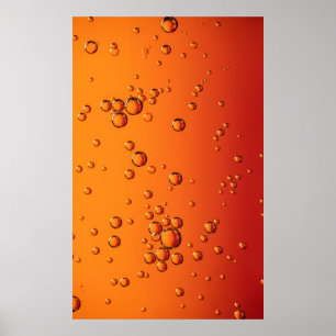 Póster Water droplets on orange surface