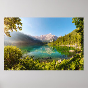 Póster Water   Lago di Fusine Mount Gangart Julian Alps