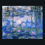 Póster Water Lilies<br><div class="desc">Claudio Monet,  obra de arte. Lluvias de agua y sauces llorosos en un estanque que refleja el cielo azul llenado de nubes.</div>