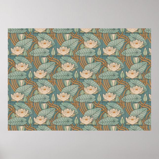 Póster Water Lilies Lily Naturaleza Art Nouveau (Frente)