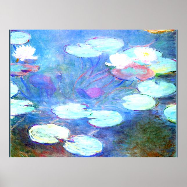 Póster Water Lilies, Pink - Beautiful art by Claude Monet (Frente)