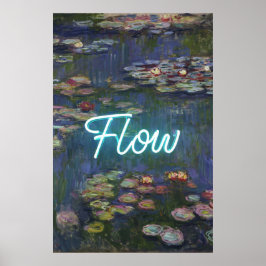 Póster Water Lilies Remix – Neon “FLOW” Wall Art & Gifts