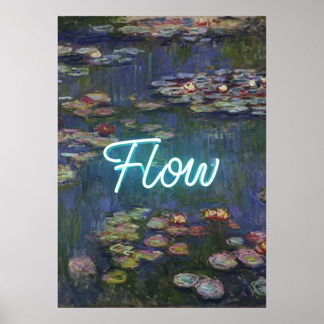Póster Water Lilies Remix – Neon “FLOW” Wall Art & Gifts (Frente)