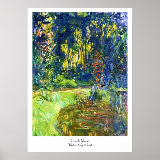 Póster Water Lily Pond Claude Monet fresco, viejo, maestr (Frente)