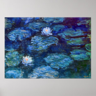 Póster Water Lily Pond en azul por Claude Monet Bella Art