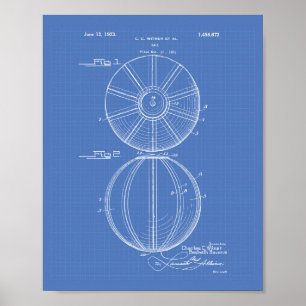 Póster Water Polo Ball 1923 Patent Art Blueprint