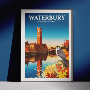 Póster Waterbury Connecticut Antiguo