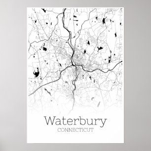 Póster Waterbury Map - Connecticut - City Map Poster