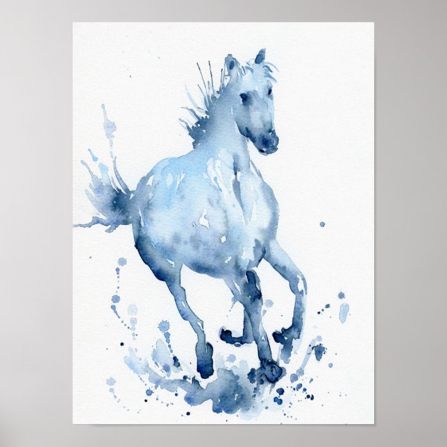 Póster Watercolor Abstract Horse Galloping Painting (Frente)