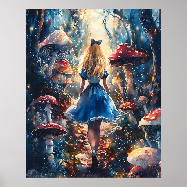 Póster Watercolor Alice in Wonderland (Frente)