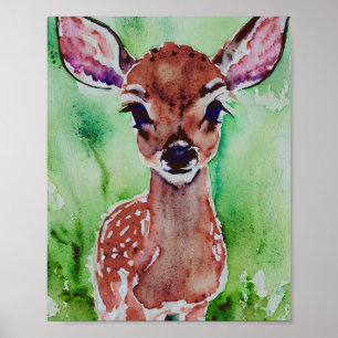 Póster watercolor baby fawn