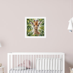 Póster Watercolor Baby Giraffe