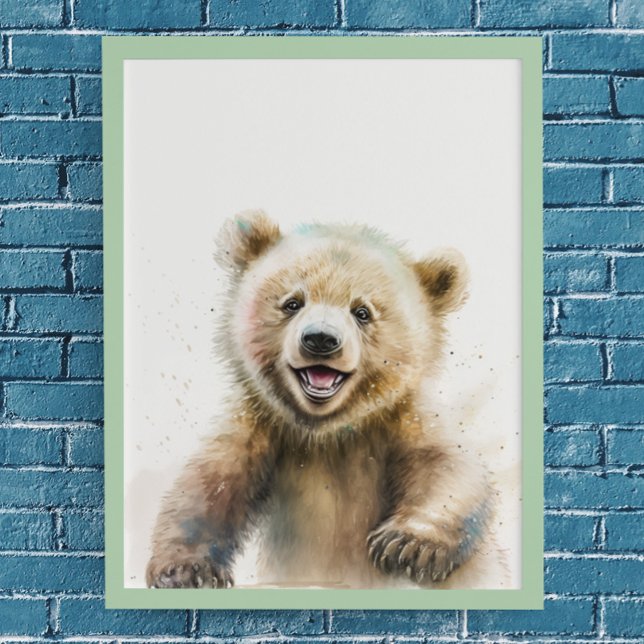 Póster Watercolor Bear Cub Nursery Woodland Animal (Subido por el creador)