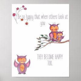 Póster Watercolor Bebé Lechuza Nursery Wall Art